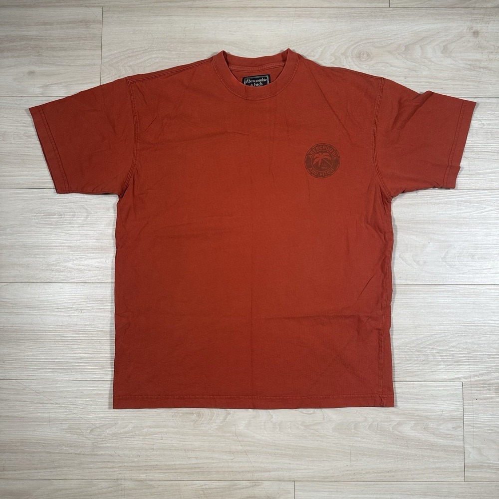 Vintage Abercrombie & Fitch Shirt Mens Medium Orange Graphic Logo 90s Retro